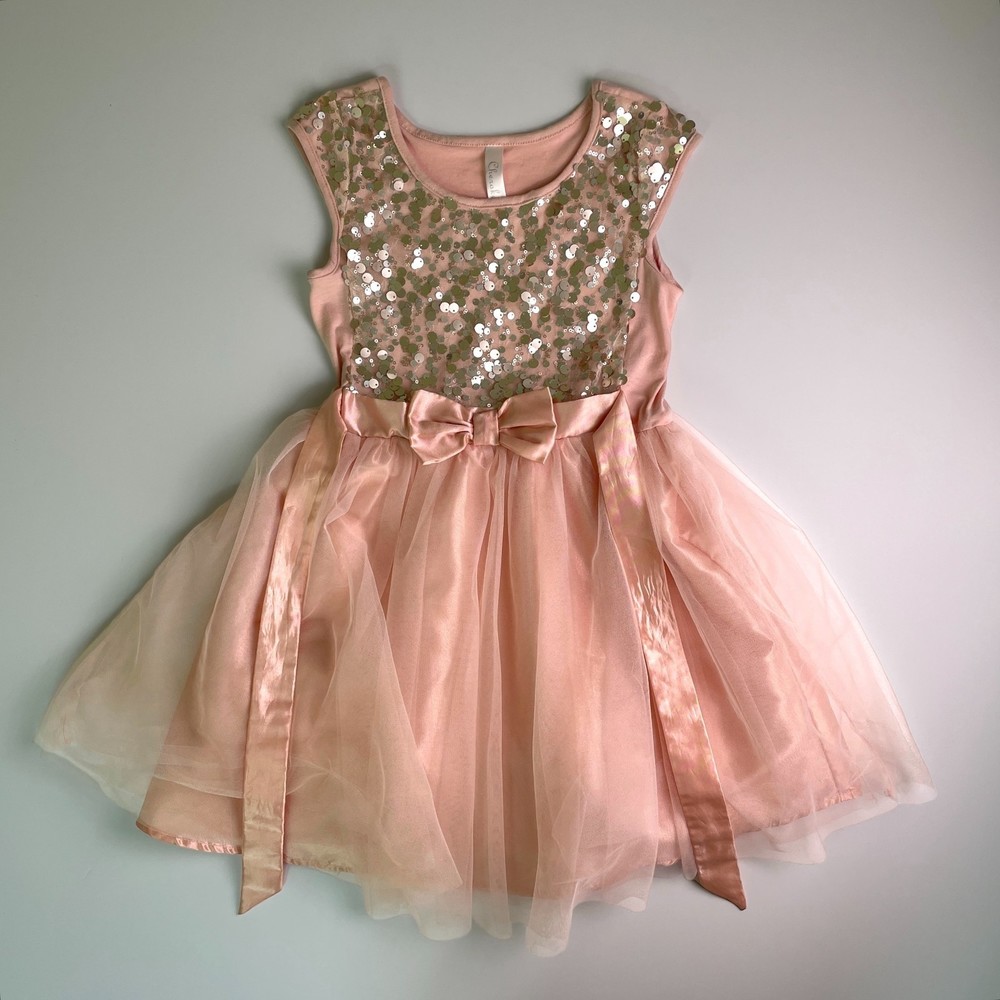 Girls dress pink sequin - Medium 7/8 - FREE SHIPPING